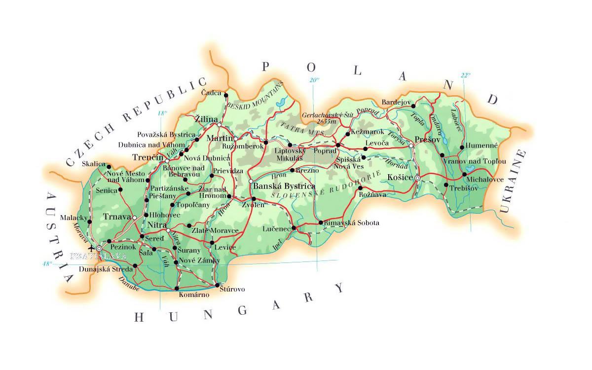 mapa Eslovakia eski-estazioak