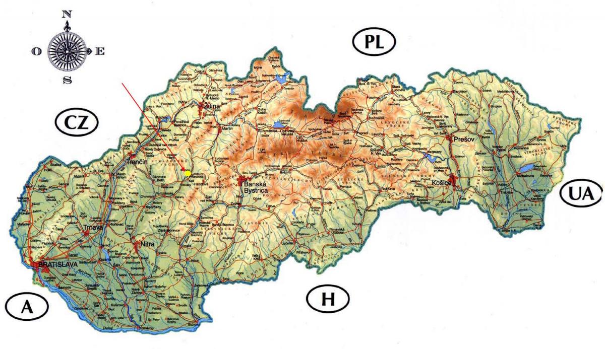 mapa Eslovakia gazteluak