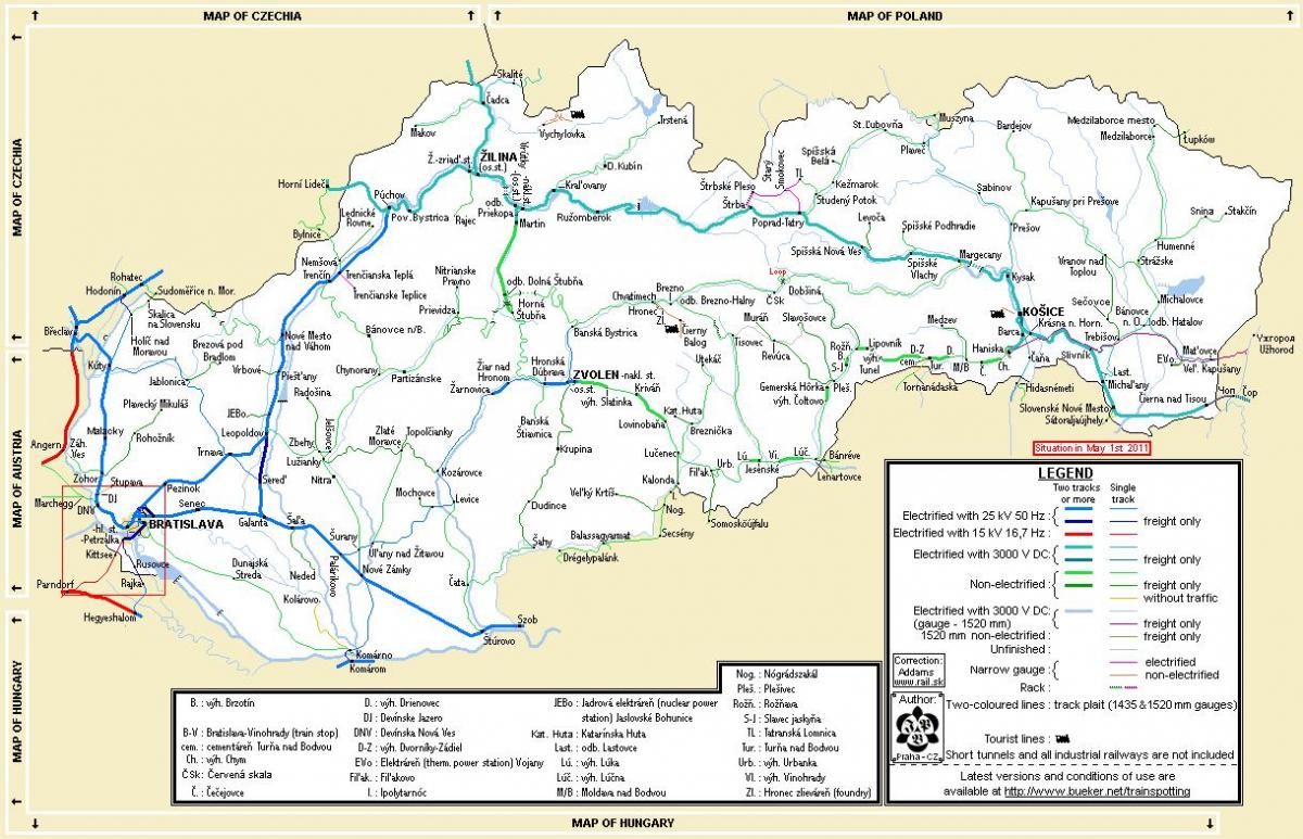Eslovakia tren mapa