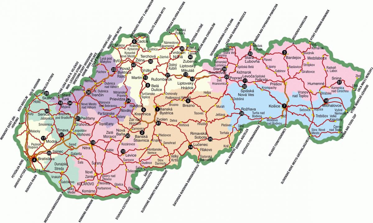 Eslovakia turismo-erakargarri mapa