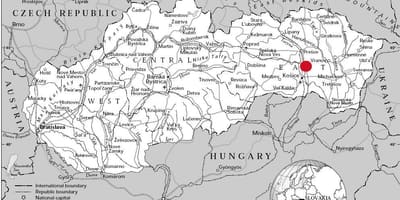 Mapa Eslovakia ekialdeko